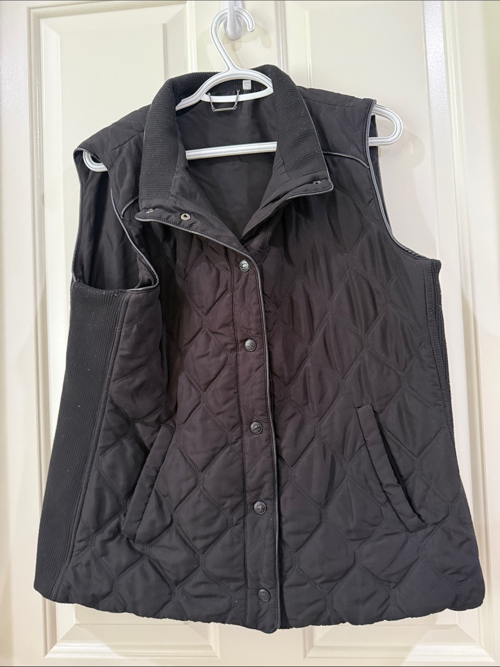 Chico's Quilted Black Snap-Front Vest